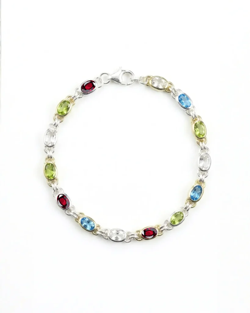 bransoletka z kamieniami naturalnymi, w kilku kolorach, kamienie mają owalny kształt - polska pracownia biżuterii premium
