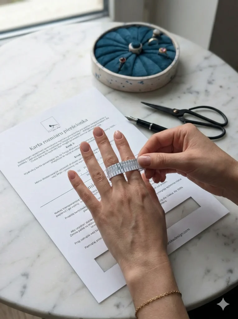 Jak zmierzyć rozmiar pierścionka w domu? - karta do wydruku