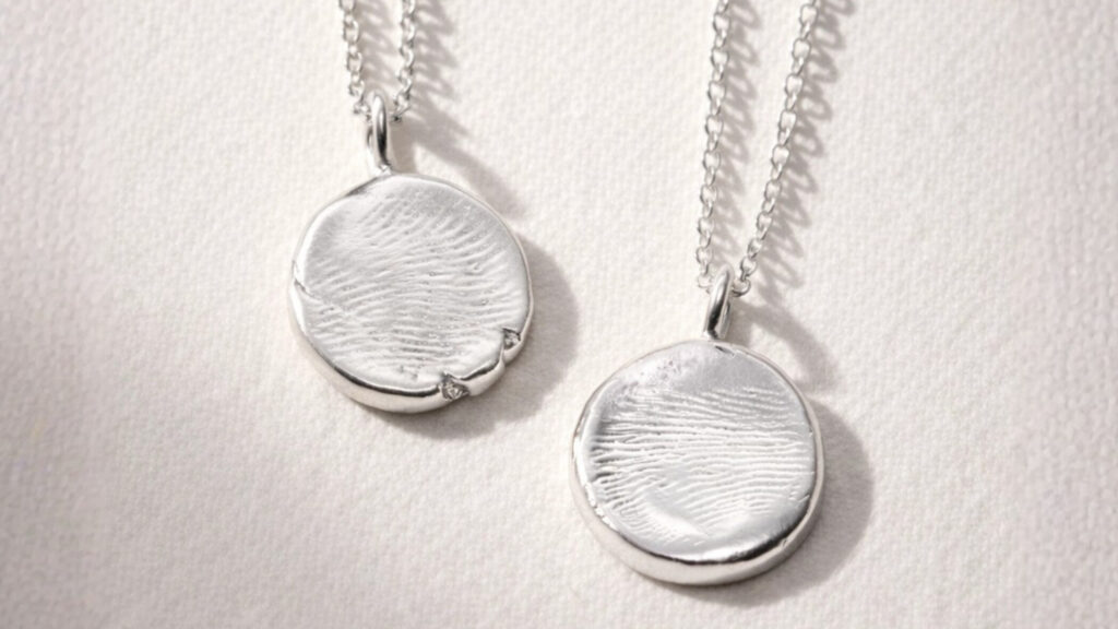 Naszyjniki ze srebra z odciskiem palców, z odciskiem linii papilarnych MM Sroka Design Srebro 925