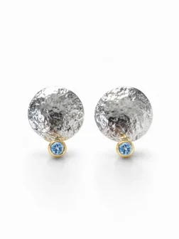 Kolczyki z topazem niebieskim MMKM10 z kolekcji Moon MM Sroka Design kamienie naturalne